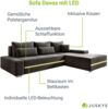 Juskys Sofa Davos Rechts mit Schlaffunktion - Ecksofa für Wohnzimmer mit Bettkasten & LED - Stoff Schlafsofa L Form Couch Beleuchtung - Dunkelgrau Bild 3