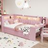 Stauraumbett mit gepolstertem Kopfteil, Schreibtisch und LED-Beleuchtung (90x200cm, Lattenrost, Regal, Gästebett, USB und Type-C), Einzelbett Bild 2