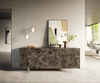 Sideboard Cuor 180 cm Keramik Emperador Extra Lucidato Dunkelbraun 2 Türen 3 Schubfächer Fuß Schwebeoptik Acrylglas Bild 2