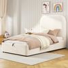 Polsterbett 90×200 cm mit hydraulischem Bettkasten, gepolstertem Kopfteil, Samt Beige, ohne Matratze Bild 2