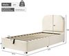 Polsterbett 90×200 cm mit hydraulischem Bettkasten, gepolstertem Kopfteil, Samt Beige, ohne Matratze Bild 5