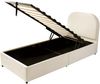 Polsterbett 90×200 cm mit hydraulischem Bettkasten, gepolstertem Kopfteil, Samt Beige, ohne Matratze Bild 4
