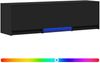 vidaXL Fernsehschrank mit LED Schwarz 140 x 34 x 40 cm Holzwerkstoff 3418706 Bild 2