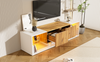 TV-Schrank 160x40x42 cm, Weiß & Eiche-Natur, mit dimmbarer LED-Beleuchtung und 2 Schubladen,Weiß und Originalholzfarbe Bild 2