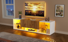 TV-Schrank 160x40x42 cm, Weiß & Eiche-Natur, mit dimmbarer LED-Beleuchtung und 2 Schubladen,Weiß und Originalholzfarbe Bild 3