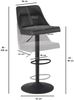 Barhocker Samt Grau Hocker mit Lehne 86 - 106 cm, Küchenhocker Höhenverstellbar Modern 100 kg, Design Barstuhl Tresenhocker mit Metall-Trompetenfuß, Bistrohocker Gepolstert Bild 4