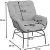 2er-Set Loungestuhl HWC-P75, Loungesessel Relaxstuhl, Stoff 220g/m² Poly-Rattan Metall ~ hellgrau, Polster beige Bild 3