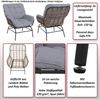 2er-Set Loungestuhl HWC-P75, Loungesessel Relaxstuhl, Stoff 220g/m² Poly-Rattan Metall ~ hellgrau, Polster beige Bild 2