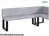 MEBLINI Eckbank für Esszimmer mit ausziehbarem Tisch - Küchenbank - Essecke - Sitzecke Küche - PETER - U-Beine 142x196x87cm Rechts - Hellgrau Samt/B Weiß Matt Bild 5
