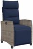 vidaXL Gartensessel mit Beistelltisch Verstellbar Grau Poly Rattan 4108278 Bild 2