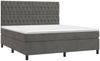 vidaXL Boxspringbett mit Matratze & LED Dunkelgrau 160x200 cm Samt 3136312 Bild 3