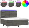 vidaXL Boxspringbett mit Matratze & LED Dunkelgrau 160x200 cm Samt 3136312 Bild 2