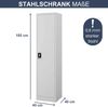 Aktenschrank abschließbar ALEX - 5 Ebenen verstellbar, Flügeltüren | Metallschrank Werkstatt Mehrzweckschrank Büroschrank aus Stahl Werkzeugschrank, 185x45x40cm Grau Bild 2