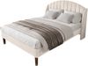Polsterbett 140x190 mit Lattenrost und Kopfteil – Jugendbett / Einzelbett – Holzlatten – Einfache Montage – Samt – Beige Bild 5