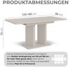 Home Collective Esstisch ausziehbar Tisch Küchentisch Esszimmertisch Ausziehtisch (Esszimmer Küche Wohnzimmer Esstisch erweiterbar), modernes Design Doppel-Säulengestell 120-160x80 cm Kaschmir Bild 3