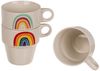 Out of the Blue Tasse 4 Tassen im Metallständer - Stapelbares 5-teiliges Set Regenbogen, 5-tlg, New Bone China, Metall, Spülmaschinenfest, Mikrowellengeeignet, Stapelbar Bild 2