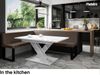 MEBLINI Eckbank für Esszimmer mit ausziehbarem Tisch - Küchenbank - Essecke - Sitzecke Küche - ERIC - U-Beine 142x196x87cm Links - Braun Kunstleder/B Schwarz Hochgl. Bild 2