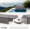 tectake Sofa Set - 2 Sitzer Sessel mit Hocker und Schlaffunktion, kleine Rattan Couch als Outdoor Gartenmöbel, wetterfest für Lounge, Balkon und Garten, klappbar mit Polstern Bild 4