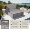 tectake Sofa Set - 2 Sitzer Sessel mit Hocker und Schlaffunktion, kleine Rattan Couch als Outdoor Gartenmöbel, wetterfest für Lounge, Balkon und Garten, klappbar mit Polstern Bild 2