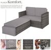 tectake Sofa Set - 2 Sitzer Sessel mit Hocker und Schlaffunktion, kleine Rattan Couch als Outdoor Gartenmöbel, wetterfest für Lounge, Balkon und Garten, klappbar mit Polstern Bild 3