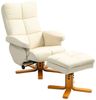 HOMCOM Relaxsessel mit Hocker und Stauraum, mit Liegefunktion (Fernsehsessel, 2-St, 360° drehbarer Sessel), Kunstleder Holzgestell Cremeweiß 80 x 86 x 99cm Bild 4
