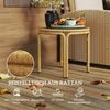 Beistelltisch Rattan gelb Ø50cm mit Glasplatte Saugnapf Balkon Terrasse Gartentisch Bild 4