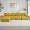 Wohnzimmersofa 4-Sitzer mit Ottoman – modulares Ecksofa in Gelb mit granuliertem Fleece Bild 4