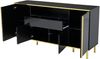 Sideboard B 150 x T 40 x H 80 cm aus MDF/Spanplatte, Schwarz Hochglanz mit LED, 4 Türen & Schublade Bild 2