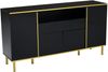 Sideboard B 150 x T 40 x H 80 cm aus MDF/Spanplatte, Schwarz Hochglanz mit LED, 4 Türen & Schublade Bild 5