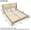 Ulife Holzbett Doppelbett mit Stauraum-Kopfteil und LED-Beleuchtung (1-tlg, Ohne Matratze), Rückenlehne mit beigefarbenem Cordpolster, 160x200 cm Bild 2