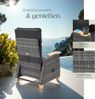 tectake® Rattan Outdoor Sessel, Korbsessel Hochlehner mit Fußstütze und Verstellbarer Lehne, Relaxsessel mit Liegefunktion, Liegestuhl für Balkon, Lounge Möbel für Garten, Sonnenliege, Lesesessel Bild 3