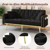 Schlafsofa Samt 2-Sitzer mit verstellbarer Rückenlehne, 175cm Schwarz Ausziehbett, Sofa mit Getränkehalter & Seitentasche Bild 5