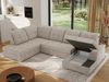 Ecksofa, Wohnzimmer U Couch, Polstersofa mit Bettkasten - MADRITO U - Beige Stoff - Links Bild 4