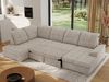 Ecksofa, Wohnzimmer U Couch, Polstersofa mit Bettkasten - MADRITO U - Beige Stoff - Links Bild 3