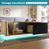 LVHOM Couchtisch Holz mit Fächern und Schubladen, Wohnzimmertisch mit LED, Beistelltisch Scandi, Schwarz/Eiche, 100x53x38 cm Bild 5