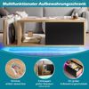 LVHOM Couchtisch Holz mit Fächern und Schubladen, Wohnzimmertisch mit LED, Beistelltisch Scandi, Schwarz/Eiche, 100x53x38 cm Bild 4