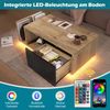 LVHOM Couchtisch Holz mit Fächern und Schubladen, Wohnzimmertisch mit LED, Beistelltisch Scandi, Schwarz/Eiche, 100x53x38 cm Bild 3