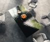Esstisch Edge 200x100 Reliefglas Rauchschwarz 3D-Design Edelstahl Schräg Bild 5
