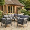 ibettertec Gartenlounge-Set Gartenlounge-Set, Garten-Essgruppe Ecklounge Set, Grau, 8Personen,bestehend aus einem Esstisch zwei Sesseln und einem Ecksofa Bild 2