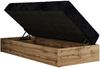 Boxspringbett, Einzelbett WOOD ZERO 90 x 200 cm, Hotelbett ohne Kopfteil, Bett mit Stauraum, 7-Zonen Multipocket-Matratze - Schwarz Cordstoff - H3 - Topper T25 Bild 5