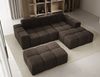 Ecksofa Fogo, Sofa mit Hocker, Couch L-Form, Veloursstoff, Rechts Sofa, 245 x 68 x 180 cm, Braun Bild 3
