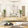 vidaXL Schlafsofa 2-Sitzer mit 2 Kissen Creme Samt 337591 Bild 3