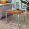Beistelltisch GUNA Massiv-Holz Sheesham Wohnzimmer-Tisch Metallgestell Couchtisch Landhaus-Stil dunkelbraun natur Bild 2