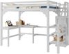 Bett 140x200 cm mit L‑Schreibtisch und Stauraum aus Kiefernholz, Weiß – platzsparendes Hochbett im minimalistischen Stil Bild 5