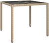 vidaXL Gartentisch 90x90x75 cm Gehärtetes Glas Poly Rattan Beige 316703 Bild 2