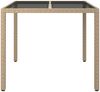 vidaXL Gartentisch 90x90x75 cm Gehärtetes Glas Poly Rattan Beige 316703 Bild 3