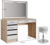 Schminktisch Sherry Weiß/Sonoma 120 cm mit LED-Spiegel und Hocker Vicco Bild 3