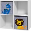 Kinderregal 61,8 x 29,9 x 61,8 cm mit 4 Fächern und 2 Schubladen – Aufbewahrungsregal aus Holz in Weiß Bild 2