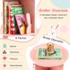COSTWAY Kinderregal, Drehbares Bücherregal mit Hasen-Trennwänden, rosa Bild 3