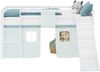 Hochbett Kinder 90x200 cm mit Lattenrost Rutsche Kinderbett Stockbett Vorhang Grün Mintgrün Leiter Holz Massiv Bild 4